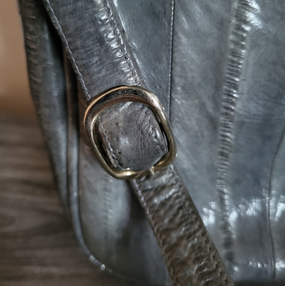 Vintage Gray Eel Skin Leather Shoulder Bag 1980s main image 8
